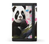 QMNRTK Panda Star Triple Fold Wallet,Slim Wallet Personalized Engraved Rfid Blocking Wallet for Men And Women, style, One Size