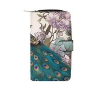 QMNRTK Peacock Floral Credit Card Wallet Rfid Blocking Slim Bifold Genuine Leather Minimalist Front Pocket Wallets Keychain Wallet for Men And Women, style, 19.7x11x3.5cm