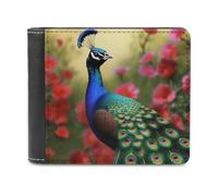 QMNRTK Peacock Flowers Leather Wallet Bifold Wallet for Men Women Rfid Blocking Bifold, Extra Capacity Ultra Strong Stitching Slim Billfold with 8 Card Slots, style, One Size