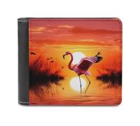QMNRTK Pretty Sunset Flamingo Leather Wallet Bifold Wallet for Men Women Rfid Blocking Bifold, Extra Capacity Ultra Strong Stitching Slim Billfold with 8 Card Slots, style, One Size
