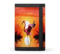 QMNRTK Pretty Sunset Flamingo Triple Fold Wallet,Slim Wallet Personalized Engraved Rfid Blocking Wallet for Men And Women, style, One Size