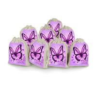 QMNRTK Purple Butterfly 8 PCS Muslin Bags with Drawstring Sachet Bags Empty Small Cotton Drawstring Bag Muslin Reusable & Washable Cotton Bag for Herb Spice Candy Soap Jewelry Wedding Gift Pouches