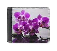 QMNRTK Purple Butterfly Orchid Leather Wallet Bifold Wallet for Men Women Rfid Blocking Bifold, Extra Capacity Ultra Strong Stitching Slim Billfold with 8 Card Slots, style, One Size