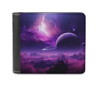 QMNRTK Purple Fantasy Mystic Star Leather Wallet Bifold Wallet for Men Women Rfid Blocking Bifold, Extra Capacity Ultra Strong Stitching Slim Billfold with 8 Card Slots, style, One Size