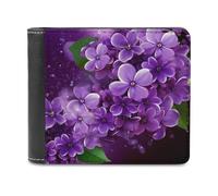 QMNRTK Purple Floral Leather Wallet Bifold Wallet for Men Women Rfid Blocking Bifold, Extra Capacity Ultra Strong Stitching Slim Billfold with 8 Card Slots, style, One Size