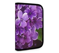 QMNRTK Purple Floral Multifunctional Compact Wallet Id Stronghold Waltlet Credit Card Holder Wallet Zipper Leather Case Purse Rfid Blocking Bifold Wallet for Men Women, style, One Size