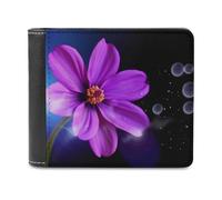 QMNRTK Purple Flower Leather Wallet Bifold Wallet for Men Women Rfid Blocking Bifold, Extra Capacity Ultra Strong Stitching Slim Billfold with 8 Card Slots, style, One Size