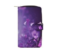 QMNRTK Purple Flower Pattern Credit Card Wallet Rfid Blocking Slim Bifold Genuine Leather Minimalist Front Pocket Wallets Keychain Wallet for Men And Women, style, 19.7x11x3.5cm