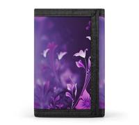 QMNRTK Purple Flower Pattern Triple Fold Wallet,Slim Wallet Personalized Engraved Rfid Blocking Wallet for Men And Women, style, One Size