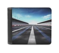QMNRTK Race Track Leather Wallet Bifold Wallet for Men Women Rfid Blocking Bifold, Extra Capacity Ultra Strong Stitching Slim Billfold with 8 Card Slots, style, One Size