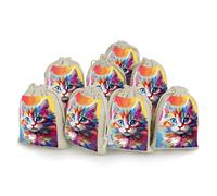 QMNRTK Rainbow Cartoon Cat 8 PCS Muslin Bags with Drawstring Sachet Bags Empty Small Cotton Drawstring Bag Muslin Reusable & Washable Cotton Bag for Herb Spice Candy Soap Jewelry Wedding Gift Pouches