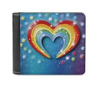 QMNRTK Rainbow Star Love Heart Leather Wallet Bifold Wallet for Men Women Rfid Blocking Bifold, Extra Capacity Ultra Strong Stitching Slim Billfold with 8 Card Slots, style, One Size