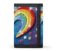 QMNRTK Rainbow Star Love Heart Triple Fold Wallet,Slim Wallet Personalized Engraved Rfid Blocking Wallet for Men And Women, style, One Size
