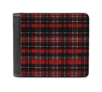 QMNRTK Red And Black Plaid Leather Wallet Bifold Wallet for Men Women Rfid Blocking Bifold, Extra Capacity Ultra Strong Stitching Slim Billfold with 8 Card Slots, style, One Size