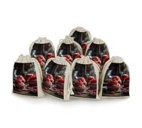 QMNRTK Red Cupcakes 8 PCS Muslin Bags with Drawstring Sachet Bags Empty Small Cotton Drawstring Bag Muslin Reusable & Washable Cotton Bag for Herb Spice Candy Soap Jewelry Wedding Gift Pouches