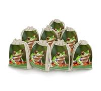QMNRTK Red Eyed Frog 8 PCS Muslin Bags with Drawstring Sachet Bags Empty Small Cotton Drawstring Bag Muslin Reusable & Washable Cotton Bag for Herb Spice Candy Soap Jewelry Wedding Gift Pouches