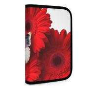 QMNRTK Red Flower And Butterfly Multifunctional Compact Wallet Id Stronghold Waltlet Credit Card Holder Wallet Zipper Leather Case Purse Rfid Blocking Bifold Wallet for Men Women, style, One Size