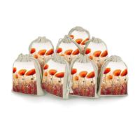 QMNRTK Red Flowers 8 PCS Muslin Bags with Drawstring Sachet Bags Empty Small Cotton Drawstring Bag Muslin Reusable & Washable Cotton Bag for Herb Spice Candy Soap Jewelry Wedding Gift Pouches
