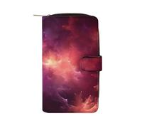 QMNRTK Red Galaxy Credit Card Wallet Rfid Blocking Slim Bifold Genuine Leather Minimalist Front Pocket Wallets Keychain Wallet for Men And Women, style, 19.7x11x3.5cm