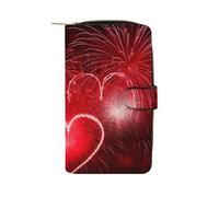 QMNRTK Red Hearts Fireworks Credit Card Wallet Rfid Blocking Slim Bifold Genuine Leather Minimalist Front Pocket Wallets Keychain Wallet for Men And Women, style, 19.7x11x3.5cm