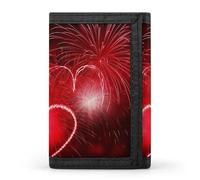 QMNRTK Red Hearts Fireworks Triple Fold Wallet,Slim Wallet Personalized Engraved Rfid Blocking Wallet for Men And Women, style, One Size