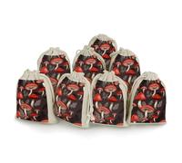 QMNRTK Red Mushrooms 8 PCS Muslin Bags with Drawstring Sachet Bags Empty Small Cotton Drawstring Bag Muslin Reusable & Washable Cotton Bag for Herb Spice Candy Soap Jewelry Wedding Gift Pouches