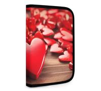 QMNRTK Red Romantic of Hearts Multifunctional Compact Wallet Id Stronghold Waltlet Credit Card Holder Wallet Zipper Leather Case Purse Rfid Blocking Bifold Wallet for Men Women, style, One Size