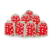 QMNRTK Red White Polka Dot 8 PCS Muslin Bags with Drawstring Sachet Bags Empty Small Cotton Drawstring Bag Muslin Reusable & Washable Cotton Bag for Herb Spice Candy Soap Jewelry Wedding Gift Pouches