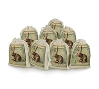 QMNRTK Retro Style Rabbit 8 PCS Muslin Bags with Drawstring Sachet Bags Empty Small Cotton Drawstring Bag Muslin Reusable & Washable Cotton Bag for Herb Spice Candy Soap Jewelry Wedding Gift Pouches
