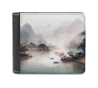 QMNRTK Romantic River View Leather Wallet Bifold Wallet for Men Women Rfid Blocking Bifold, Extra Capacity Ultra Strong Stitching Slim Billfold with 8 Card Slots, style, One Size