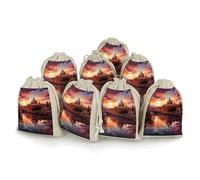 QMNRTK Rome Sunset 8 PCS Muslin Bags with Drawstring Sachet Bags Empty Small Cotton Drawstring Bag Muslin Reusable & Washable Cotton Bag for Herb Spice Candy Soap Jewelry Wedding Gift Pouches
