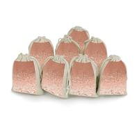 QMNRTK Rose Faux Glitter 8 PCS Muslin Bags with Drawstring Sachet Bags Empty Small Cotton Drawstring Bag Muslin Reusable & Washable Cotton Bag for Herb Spice Candy Soap Jewelry Wedding Gift Pouches