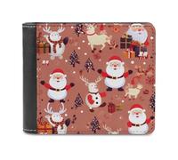 QMNRTK Santa Snowman Reindeer Leather Wallet Bifold Wallet for Men Women Rfid Blocking Bifold, Extra Capacity Ultra Strong Stitching Slim Billfold with 8 Card Slots, style, One Size