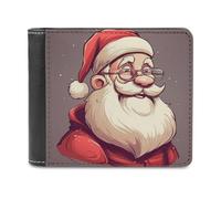 QMNRTK Santa Wearing Glasses Leather Wallet Bifold Wallet for Men Women Rfid Blocking Bifold, Extra Capacity Ultra Strong Stitching Slim Billfold with 8 Card Slots, style, One Size