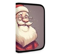QMNRTK Santa Wearing Glasses Multifunctional Compact Wallet Id Stronghold Waltlet Credit Card Holder Wallet Zipper Leather Case Purse Rfid Blocking Bifold Wallet for Men Women, style, One Size