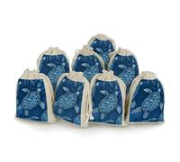 QMNRTK Sea Turtle Blue 8 PCS Muslin Bags with Drawstring Sachet Bags Empty Small Cotton Drawstring Bag Muslin Reusable & Washable Cotton Bag for Herb Spice Candy Soap Jewelry Wedding Gift Pouches