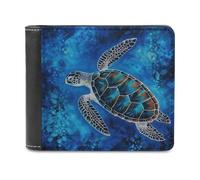 QMNRTK Sea Turtle-Blue Leather Wallet Bifold Wallet for Men Women Rfid Blocking Bifold, Extra Capacity Ultra Strong Stitching Slim Billfold with 8 Card Slots, style, One Size