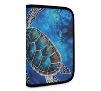 QMNRTK Sea Turtle-Blue Multifunctional Compact Wallet Id Stronghold Waltlet Credit Card Holder Wallet Zipper Leather Case Purse Rfid Blocking Bifold Wallet for Men Women, style, One Size
