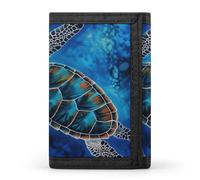 QMNRTK Sea Turtle-Blue Triple Fold Wallet,Slim Wallet Personalized Engraved Rfid Blocking Wallet for Men And Women, style, One Size