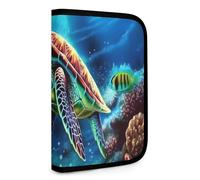 QMNRTK Sea Turtles Diamond Painting Multifunctional Compact Wallet Id Stronghold Waltlet Credit Card Holder Wallet Zipper Leather Case Purse Rfid Blocking Bifold Wallet for Men Women, style, One Size
