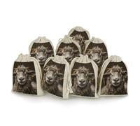 QMNRTK Sheep Head Image 8 PCS Muslin Bags with Drawstring Sachet Bags Empty Small Cotton Drawstring Bag Muslin Reusable & Washable Cotton Bag for Herb Spice Candy Soap Jewelry Wedding Gift Pouches