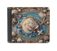 QMNRTK Shell Art Leather Wallet Bifold Wallet for Men Women Rfid Blocking Bifold, Extra Capacity Ultra Strong Stitching Slim Billfold with 8 Card Slots, style, One Size