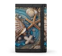 QMNRTK Shell Art Triple Fold Wallet,Slim Wallet Personalized Engraved Rfid Blocking Wallet for Men And Women, style, One Size
