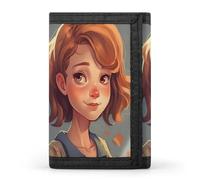 QMNRTK Short Hair Girl Triple Fold Wallet,Slim Wallet Personalized Engraved Rfid Blocking Wallet for Men And Women, style, One Size