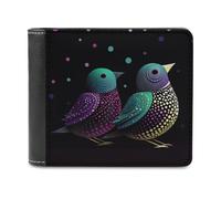 QMNRTK Silhouette of Two Birds Leather Wallet Bifold Wallet for Men Women Rfid Blocking Bifold, Extra Capacity Ultra Strong Stitching Slim Billfold with 8 Card Slots, style, One Size