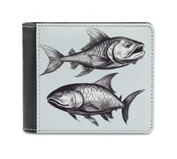 QMNRTK Sketch Fish Leather Wallet Bifold Wallet for Men Women Rfid Blocking Bifold, Extra Capacity Ultra Strong Stitching Slim Billfold with 8 Card Slots, style, One Size