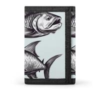 QMNRTK Sketch Fish Triple Fold Wallet,Slim Wallet Personalized Engraved Rfid Blocking Wallet for Men And Women, style, One Size