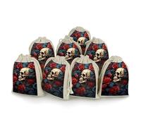 QMNRTK Skull Image Poster 8 PCS Muslin Bags with Drawstring Sachet Bags Empty Small Cotton Drawstring Bag Muslin Reusable & Washable Cotton Bag for Herb Spice Candy Soap Jewelry Wedding Gift Pouches