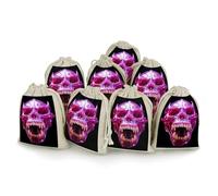 QMNRTK Skull Open Mouth 8 PCS Muslin Bags with Drawstring Sachet Bags Empty Small Cotton Drawstring Bag Muslin Reusable & Washable Cotton Bag for Herb Spice Candy Soap Jewelry Wedding Gift Pouches