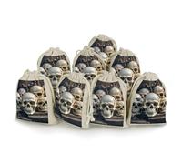 QMNRTK Skulls 8 PCS Muslin Bags with Drawstring Sachet Bags Empty Small Cotton Drawstring Bag Muslin Reusable & Washable Cotton Bag for Herb Spice Candy Soap Jewelry Wedding Gift Pouches